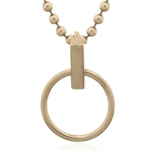 A dainty open circle and bar yellow gold plated pendant