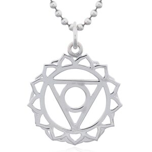 A sterling silver visshuda "throat chakra" pendant