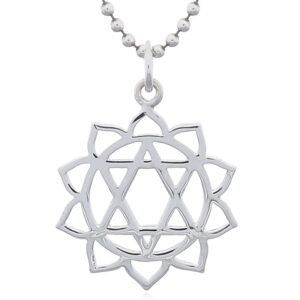 An anahata "the heart chakra" sterling silver pendant