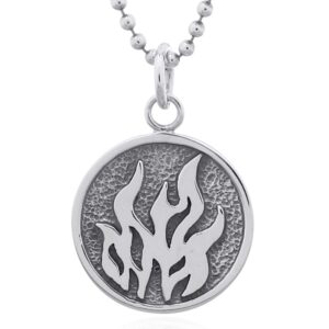 A fire flame sterling silver pendant