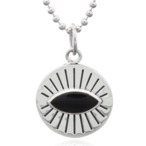 A sterling silver black evil eye eyelash pendant
