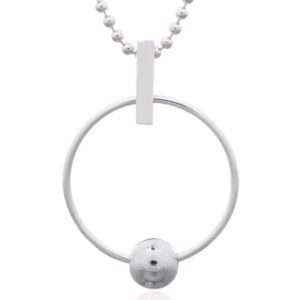 A sterling silver ball in circle pendant
