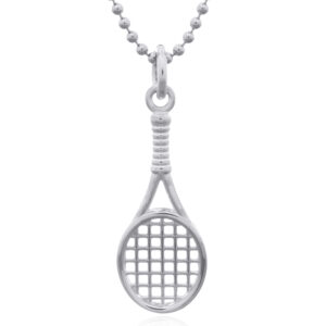 A tennis racket sterling silver pendant