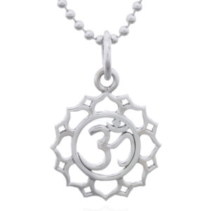 A sterling silver lotus om pendant