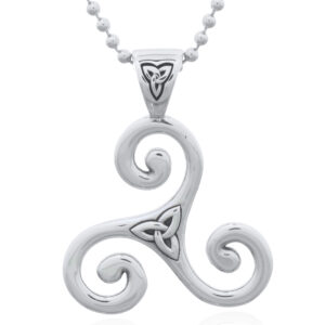 A sterling silver celtic triple spiral triskelion pendant