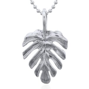 A sterling silver monstera leaf pendant