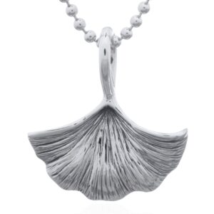 A fan shape leaf pendant high polish sterling silver