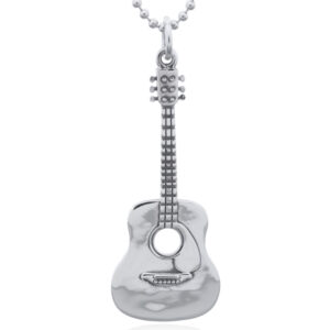 An acoustic guitar pendant high polish sterling silver