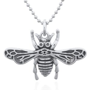 A sterling silver big fin honey bee pendant
