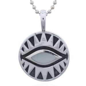 A talisman mother of pearl evil eye sterling silver pendant