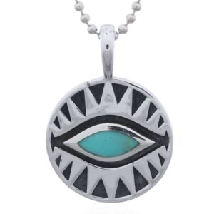 A talisman green evil eye sterling silver pendant