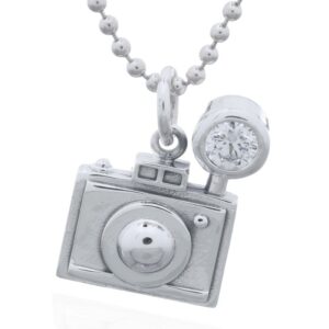 A sterling silver film flash camera pendant