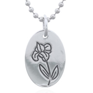 A february "iris" flower sterling silver month pendant