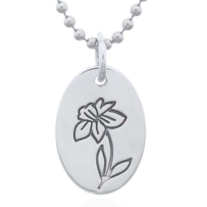 A march "daffodil" flower sterling silver month pendant