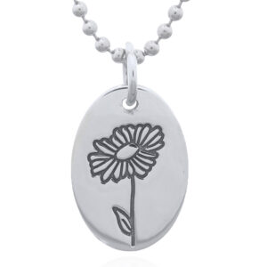 An april "daisy" flower sterling silver month pendant