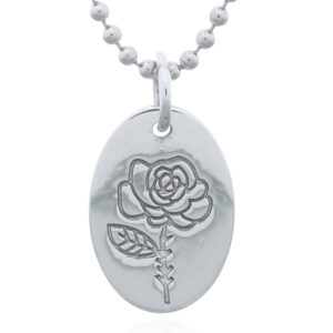 A june "rose" flower sterling silver month pendant