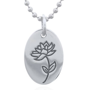 A july "water lily" flower sterling silver month pendant