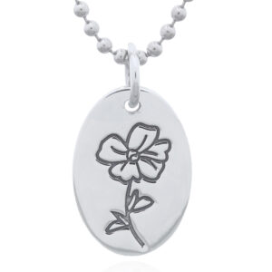 An august "poppy" flower sterling silver month pendant