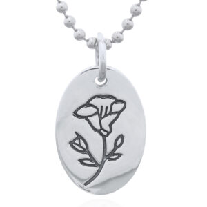 A september "morning glory" flower sterling silver month pendant