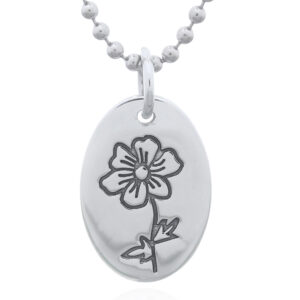 A october "cosmos" flower sterling silver month pendant