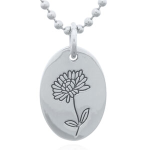 A november "chrysanthemum" flower sterling silver month pendant