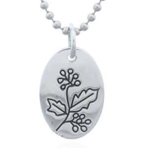 A december "holly berries" flower sterling silver month pendant