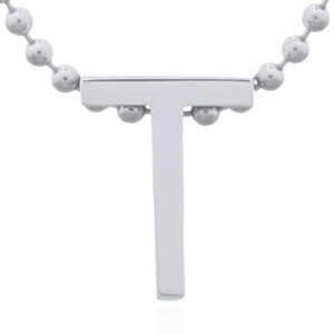 A initial letter "t" sterling silver pendant