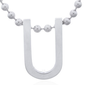 A initial letter "u" sterling silver pendant