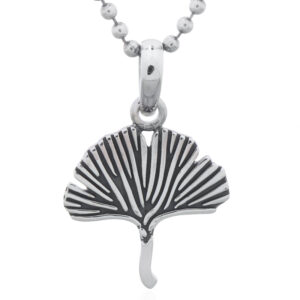 A ginkgo biloba sterling silver pendant