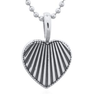 A vertical heart engraved 925 sterling silver pendant