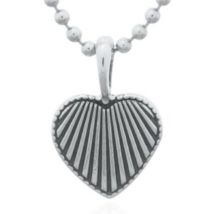 A vertical stripes heart stud sterling silver pendant