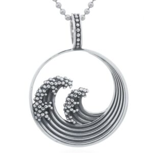 A great waves sterling silver pendant