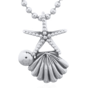 A starfish and seashell 925 sterling silver pendant
