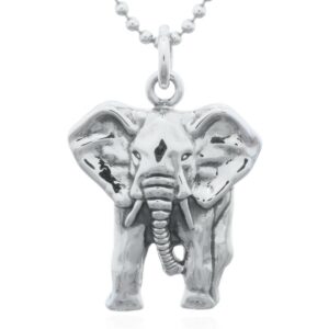 A oxidized standing elephant 925 sterling silver pendant