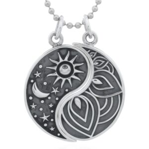 A celestial yin yang art nouveau 925 silver pendant