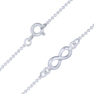 A solid 925 infinity charm beaded anklet