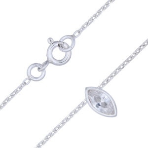 A marquise crystal charm sterling silver anklet