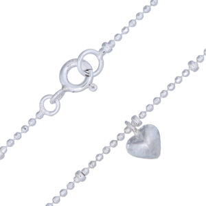 A sterling silver heart anklet