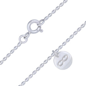A silver bead ball infinity disc charm anklet