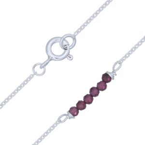 A sterling silver garnet gemstone anklet