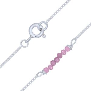 A beaded pink tourmaline sterling silver anklet
