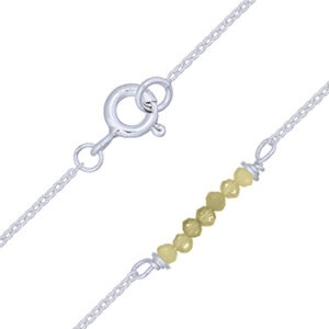 A sterling silver yellow opal beaded anklet