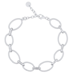 A 925 sterling silver oval rope link chain bracelet
