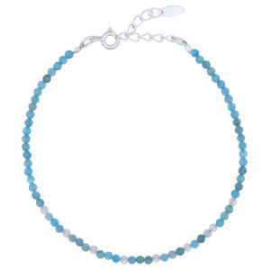 A 925 sterling silver bracelet with blue apatite and moonstone beads