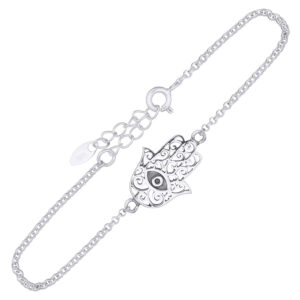 A evil eye hamsa sterling silver bracelet