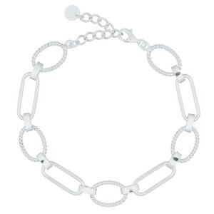 A 925 silver oval rope and capsule links chain bracelet