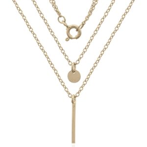 A thin vertical bar yellow gold plated necklace