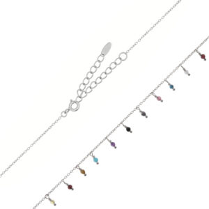 A mixed stone circle silver wire cable chain necklace