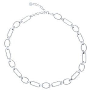 A sterling silver and twisted rope and paperclip chain necklace