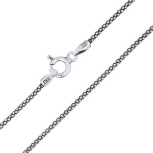 A 50 cm oxidized sterling silver popcorn chain